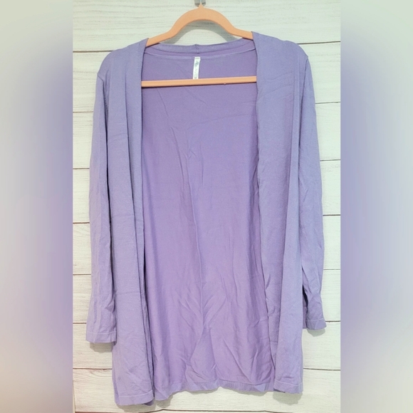 Guc Blue Sky lilac lightweight knit open front cardigan size M - Picture 1 of 9
